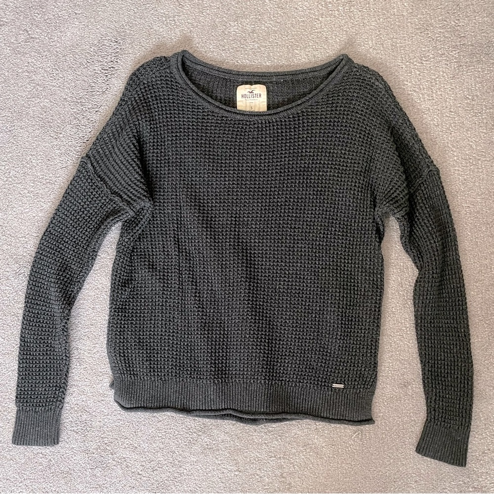 Hollister Knit Crop Sweater Charcoal